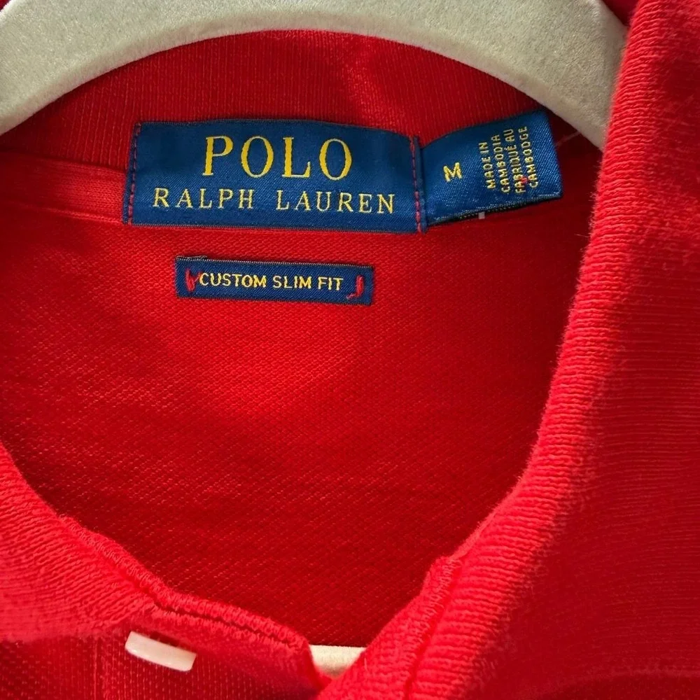 NWT Polo Ralph Lauren Big Pony Crest Mens M Red Polo Shirt Custom Slim Fit